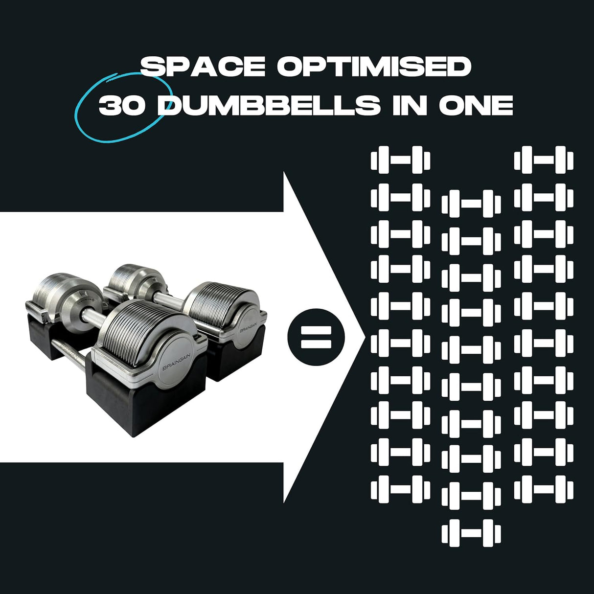 32kg CHROME Adjustable Dumbbell (Pair) - 1kg Increment
