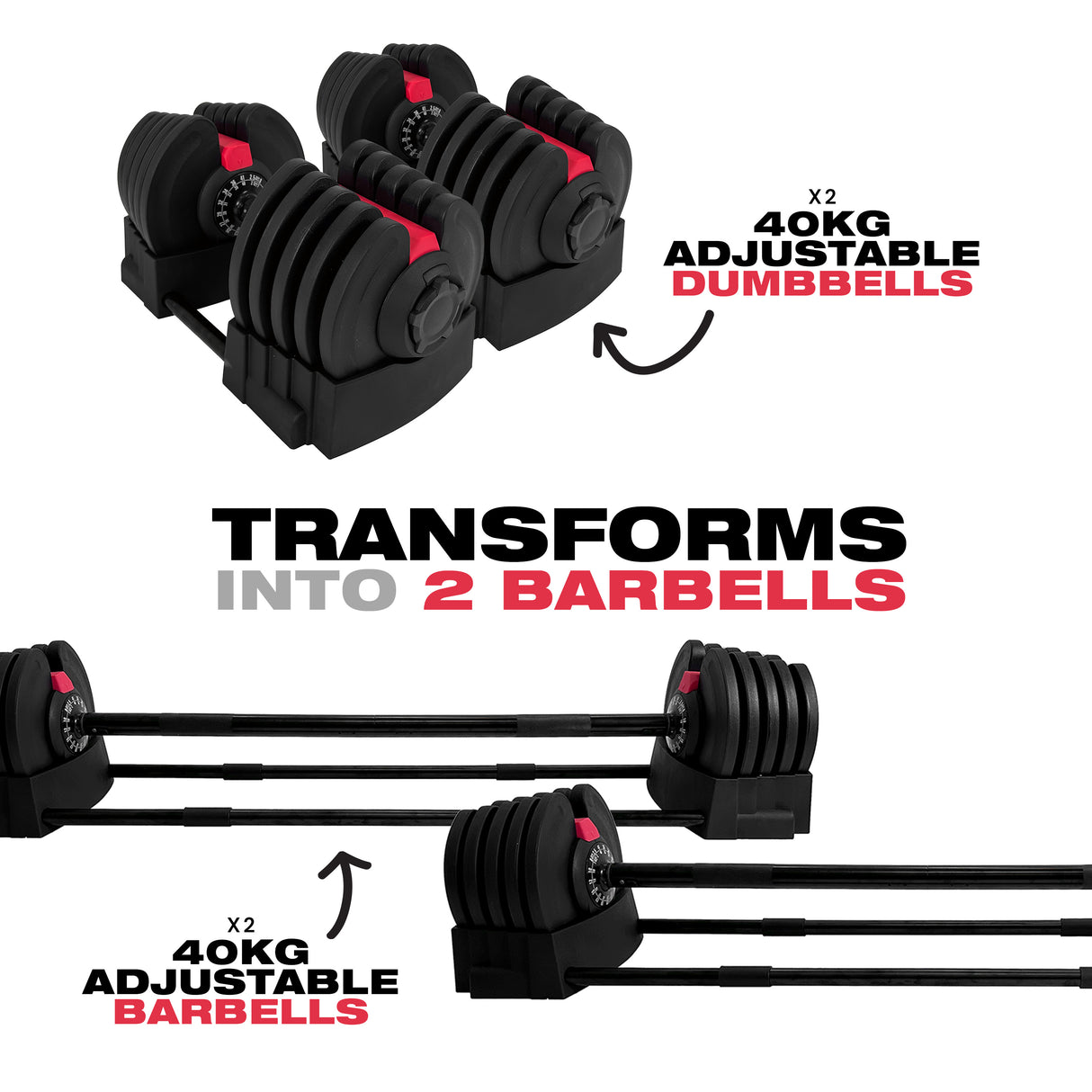 40kg (2 in 1) Dumbbell & Barbell (Pair)